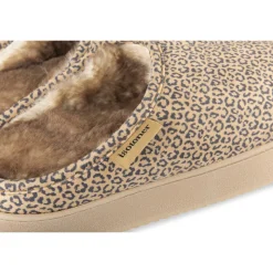 Chaussons BEIGE Femme Motif Animal A Enfiler