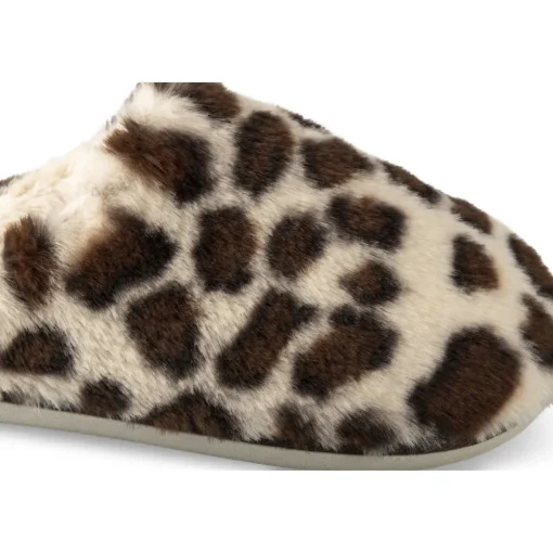 Chaussons BEIGE Femme Motif Animal A Enfiler