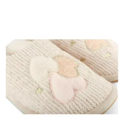 Chaussons BEIGE Femme Motif Uni A Enfiler