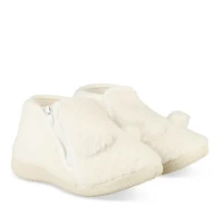 Chaussons BEIGE Fille Motif Uni Fermeture éclair