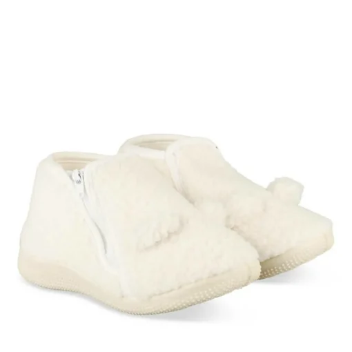Chaussons BEIGE Fille Motif Uni Fermeture éclair