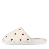 Chaussons BLANC Femme Motif Coeurs A Enfiler