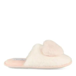 Chaussons BLANC Femme Motif Coeurs A Enfiler