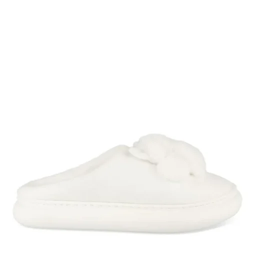 Chaussons BLANC Femme Motif Uni A Enfiler