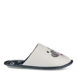 Chaussons BLANC Femme Motif Coeurs A Enfiler