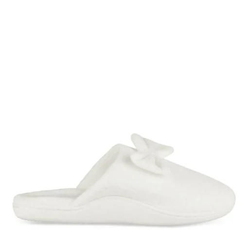 Chaussons BLANC Femme Motif Uni A Enfiler