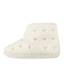 Chaussons BLANC Femme Motif Coeurs A Enfiler