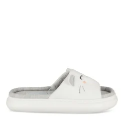 Chaussons BLANC Femme Motif Uni A Enfiler