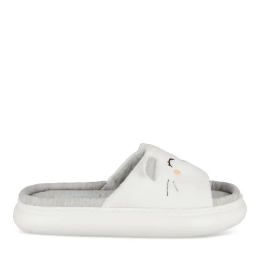 Chaussons BLANC Femme Motif Uni A Enfiler