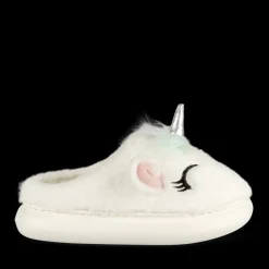 Chaussons BLANC Femme Motif Licorne A Enfiler