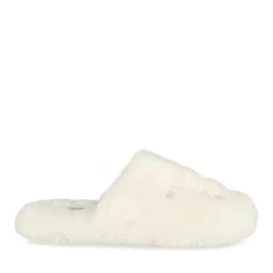 Chaussons BLANC Femme Motif Uni A Enfiler