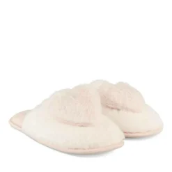 Chaussons BLANC Femme Motif Coeurs A Enfiler