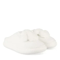 Chaussons BLANC Femme Motif Uni A Enfiler