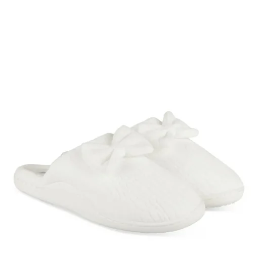Chaussons BLANC Femme Motif Uni A Enfiler