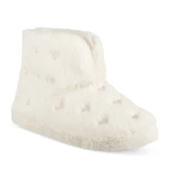 Chaussons BLANC Femme Motif Coeurs A Enfiler