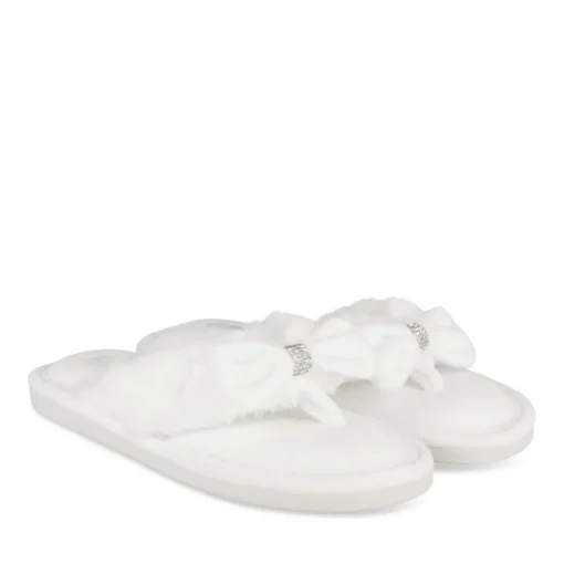 Chaussons BLANC Femme Motif Uni A Enfiler