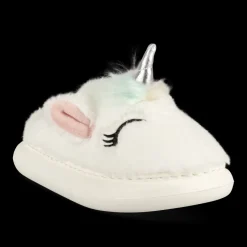 Chaussons BLANC Femme Motif Licorne A Enfiler