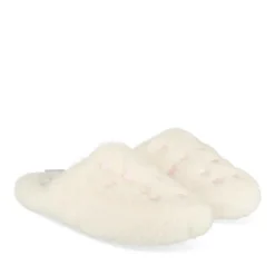 Chaussons BLANC Femme Motif Uni A Enfiler