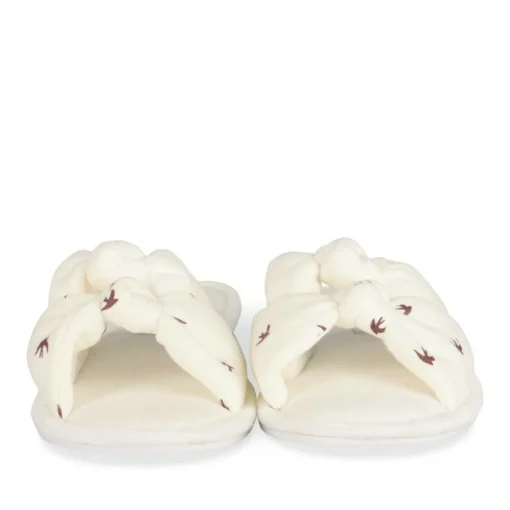 Chaussons BLANC Femme Motif Animal A Enfiler