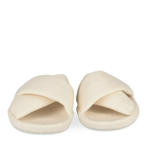 Chaussons BLANC Femme Motif Uni A Enfiler