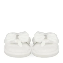 Chaussons BLANC Femme Motif Uni A Enfiler
