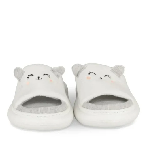 Chaussons BLANC Femme Motif Uni A Enfiler