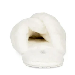 Chaussons BLANC Femme Motif Fausse Fourrure