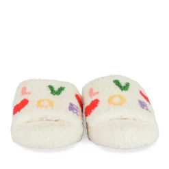 Chaussons BLANC Femme Motif Uni A Enfiler