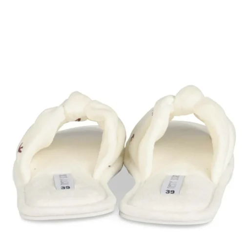 Chaussons BLANC Femme Motif Animal A Enfiler