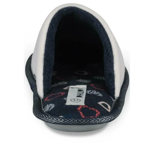 Chaussons BLANC Femme Motif Coeurs A Enfiler