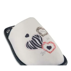 Chaussons BLANC Femme Motif Coeurs A Enfiler