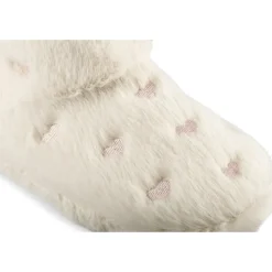 Chaussons BLANC Femme Motif Coeurs A Enfiler