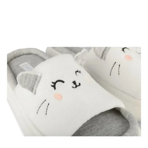 Chaussons BLANC Femme Motif Uni A Enfiler