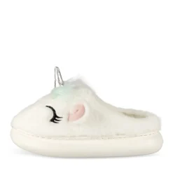Chaussons BLANC Fille Motif Licorne A Enfiler