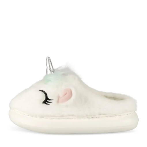 Chaussons BLANC Fille Motif Licorne A Enfiler