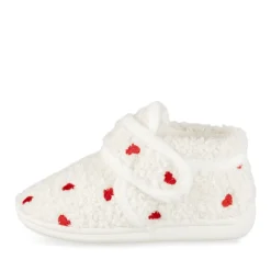 Chaussons BLANC Fille Motif Coeurs Scratch
