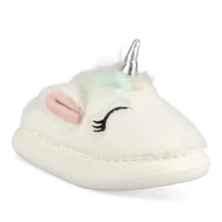 Chaussons BLANC Fille Motif Licorne A Enfiler