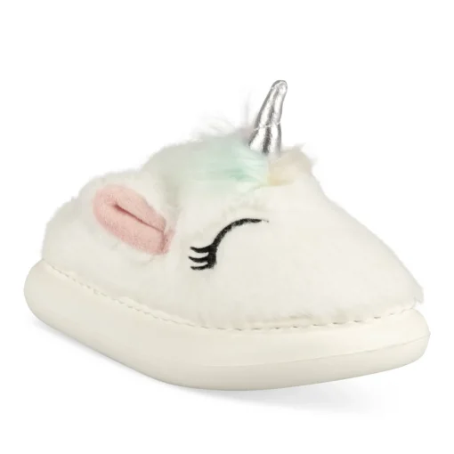 Chaussons BLANC Fille Motif Licorne A Enfiler