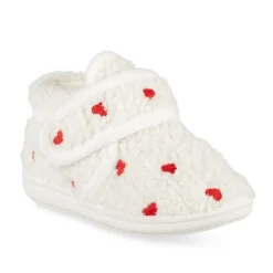 Chaussons BLANC Fille Motif Coeurs Scratch