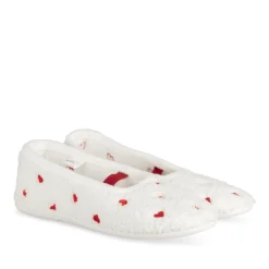 Chaussons BLANC Fille Motif Coeurs Elastique