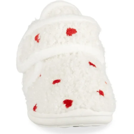 Chaussons BLANC Fille Motif Coeurs Scratch