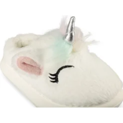Chaussons BLANC Fille Motif Licorne A Enfiler