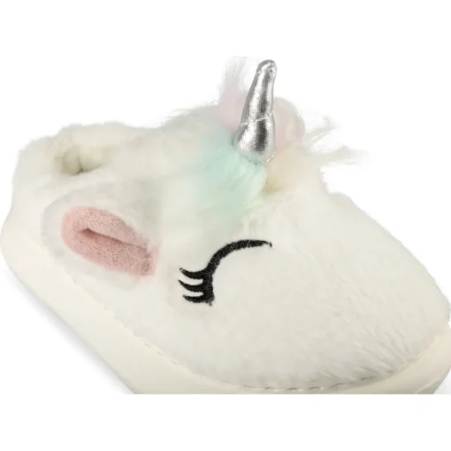 Chaussons BLANC Fille Motif Licorne A Enfiler