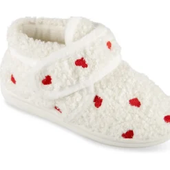 Chaussons BLANC Fille Motif Coeurs Scratch