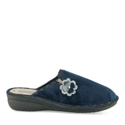 Chaussons BLEU Femme Motif Uni A Enfiler