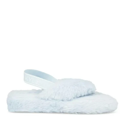 Chaussons BLEU Femme Motif Fausse Fourrure Elastique