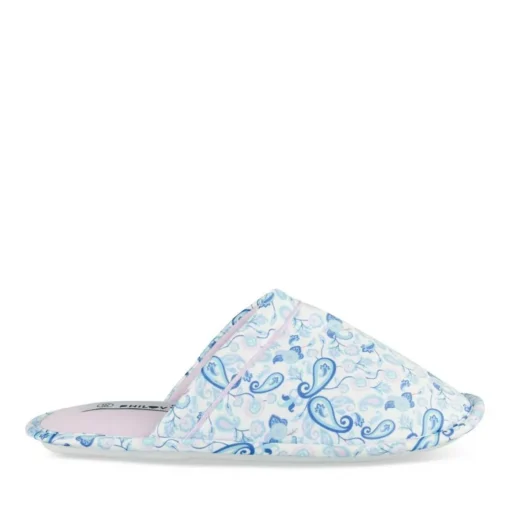 Chaussons BLEU Femme Motif Uni A Enfiler