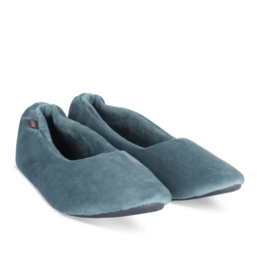 Chaussons BLEU Femme Motif Uni A Enfiler