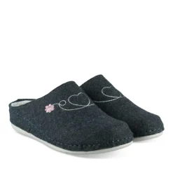 Chaussons BLEU Femme Motif Uni A Enfiler