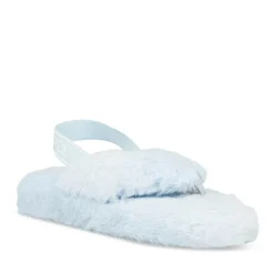 Chaussons BLEU Femme Motif Fausse Fourrure Elastique